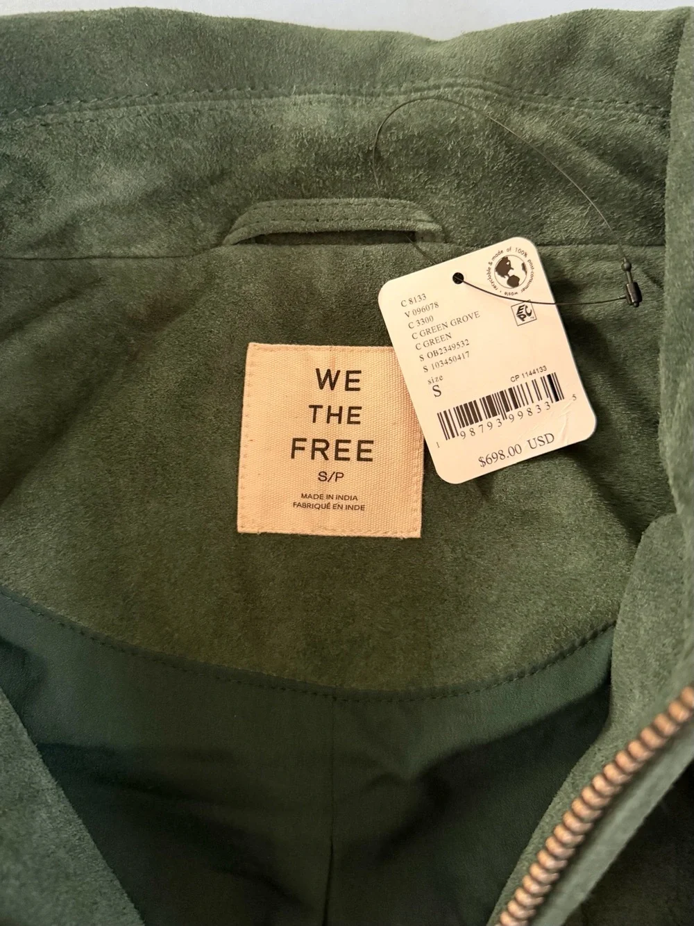 NWT Free People We The Free Desert Moon Green Grove Suede Bomber Jacket